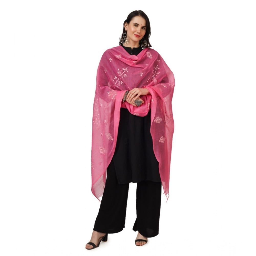 pkrkart Women's Cotton Embroidered Dupatta (Pink, Length: 2.25 to 2.50 Mtr)