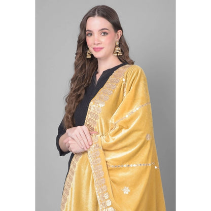 pkrkart Women's Velvet Gotta Patti Dupatta (Gold, Length: 2.25 to 2.50 Mtr)