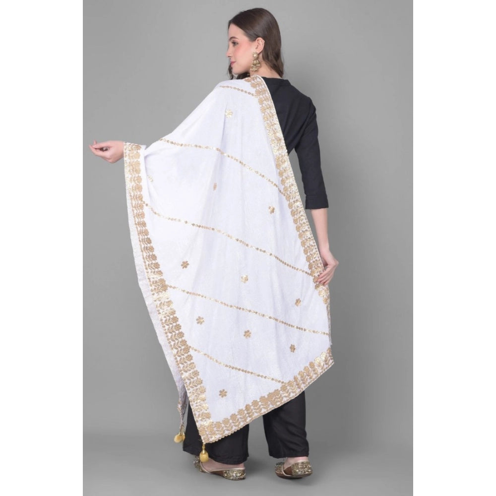 pkrkart Women's Velvet Gotta Patti Dupatta (Off White, Length: 2.25 to 2.50 Mtr)