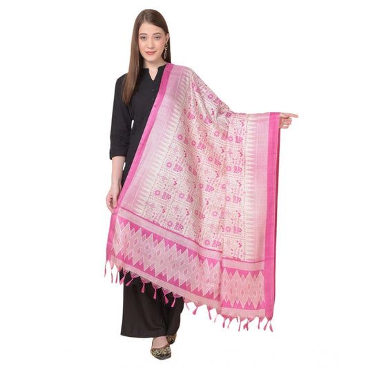 pkrkart Women's Art Silk Printed Dupatta (Pink, Length: 2.25 to 2.50 Mtr)