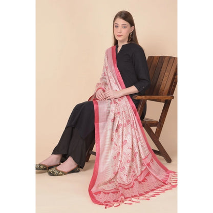 pkrkart Women's Art Silk Printed Dupatta (Red, Length: 2.25 to 2.50 Mtr)