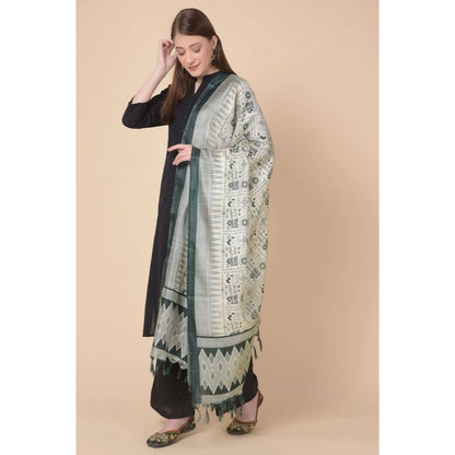 pkrkart Women's Art Silk Printed Dupatta (Grey, Length: 2.25 to 2.50 Mtr)