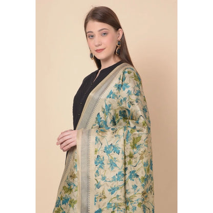 pkrkart Women's Art Silk Printed Dupatta (Gold, Length: 2.25 to 2.50 Mtr)