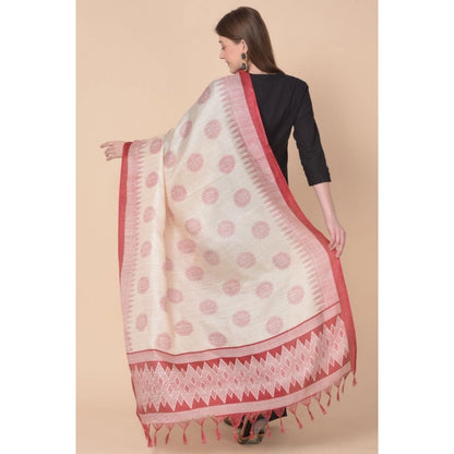 pkrkart Women's Art Silk Printed Dupatta (Maroon, Length: 2.25 to 2.50 Mtr)