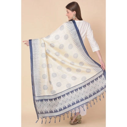 pkrkart Women's Art Silk Printed Dupatta (Blue, Length: 2.25 to 2.50 Mtr)