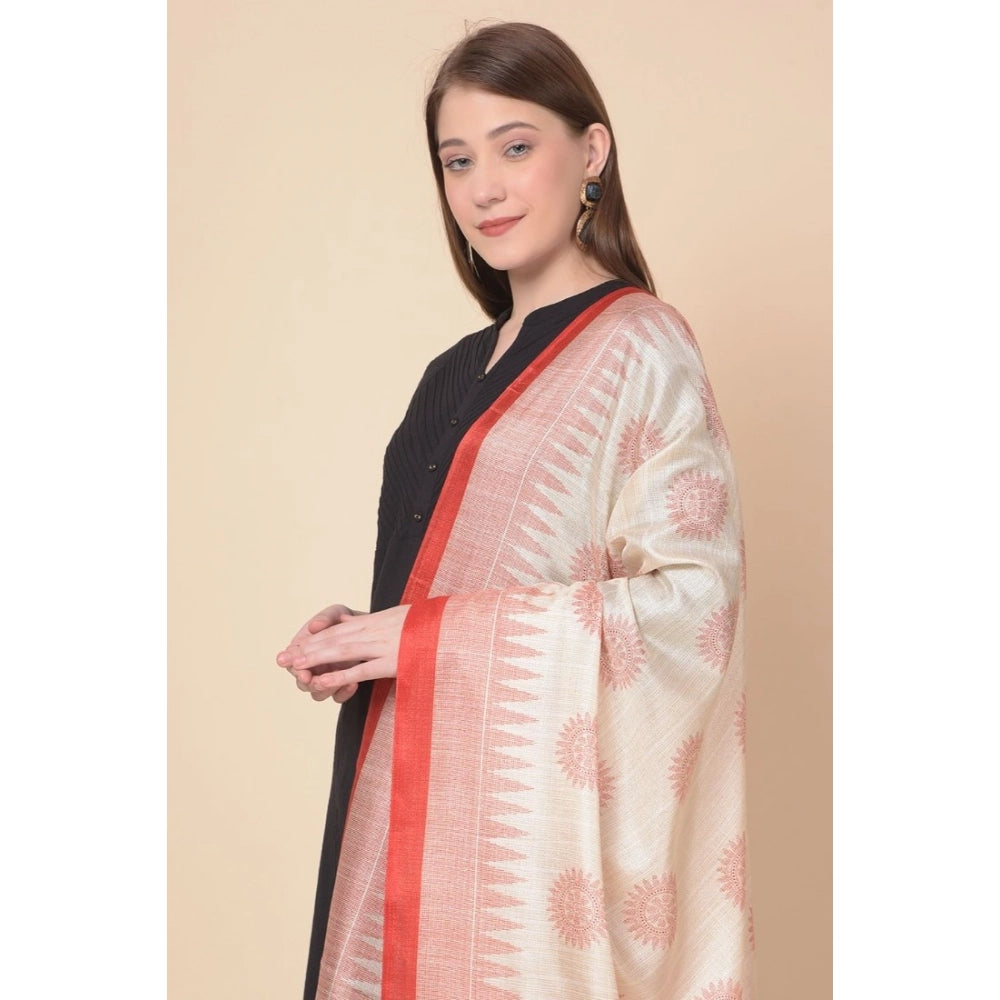 pkrkart Women's Art Silk Printed Dupatta (Red, Length: 2.25 to 2.50 Mtr)