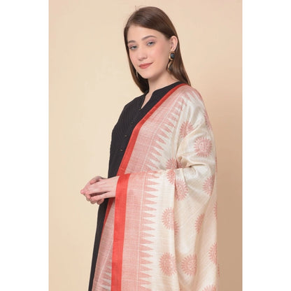 pkrkart Women's Art Silk Printed Dupatta (Red, Length: 2.25 to 2.50 Mtr)