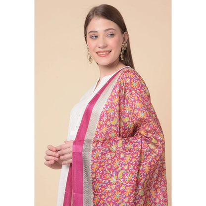 pkrkart Women's Art Silk Printed Dupatta (Pink, Length: 2.25 to 2.50 Mtr)