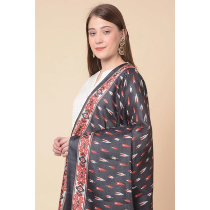 pkrkart Women's Art Silk Printed Dupatta (Black, Length: 2.25 to 2.50 Mtr)