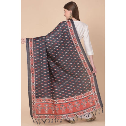pkrkart Women's Art Silk Printed Dupatta (Black, Length: 2.25 to 2.50 Mtr)