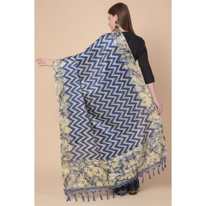 pkrkart Women's Art Silk Printed Dupatta (Blue, Length: 2.25 to 2.50 Mtr)