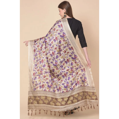 pkrkart Women's Art Silk Printed Dupatta (Gold, Length: 2.25 to 2.50 Mtr)
