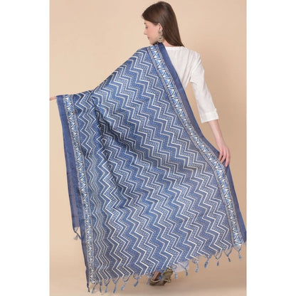 pkrkart Women's Art Silk Printed Dupatta (Blue, Length: 2.25 to 2.50 Mtr)