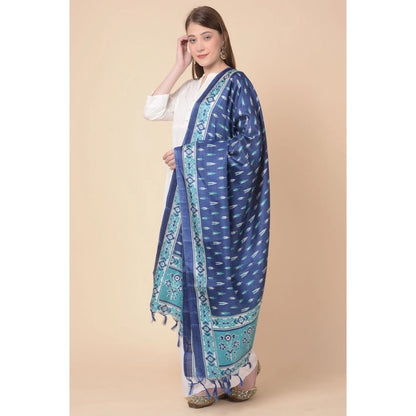 pkrkart Women's Art Silk Printed Dupatta (Blue, Length: 2.25 to 2.50 Mtr)