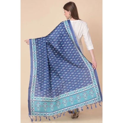 pkrkart Women's Art Silk Printed Dupatta (Blue, Length: 2.25 to 2.50 Mtr)