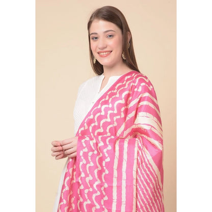 pkrkart Women's Art Silk Printed Dupatta (Pink, Length: 2.25 to 2.50 Mtr)