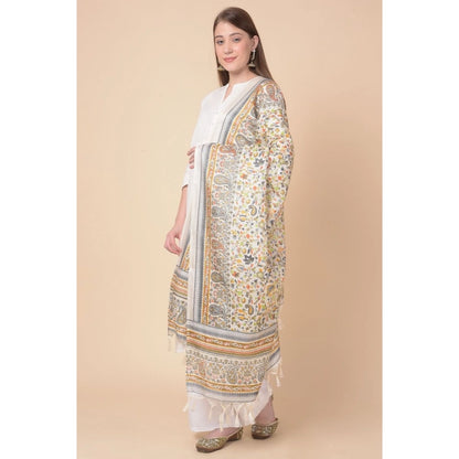 pkrkart Women's Art Silk Printed Dupatta (White, Length: 2.25 to 2.50 Mtr)