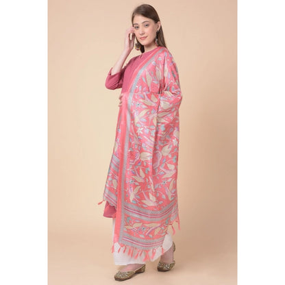 pkrkart Women's Art Silk Printed Dupatta (Pink, Length: 2.25 to 2.50 Mtr)