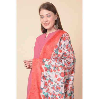 pkrkart Women's Art Silk Printed Dupatta (Red, Length: 2.25 to 2.50 Mtr)