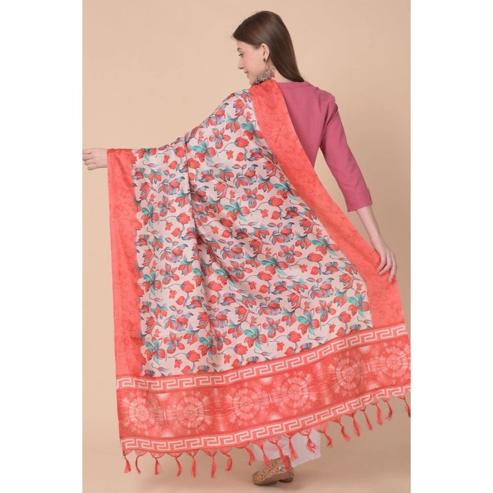 pkrkart Women's Art Silk Printed Dupatta (Red, Length: 2.25 to 2.50 Mtr)