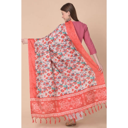 pkrkart Women's Art Silk Printed Dupatta (Red, Length: 2.25 to 2.50 Mtr)