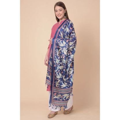 pkrkart Women's Art Silk Printed Dupatta (Blue, Length: 2.25 to 2.50 Mtr)