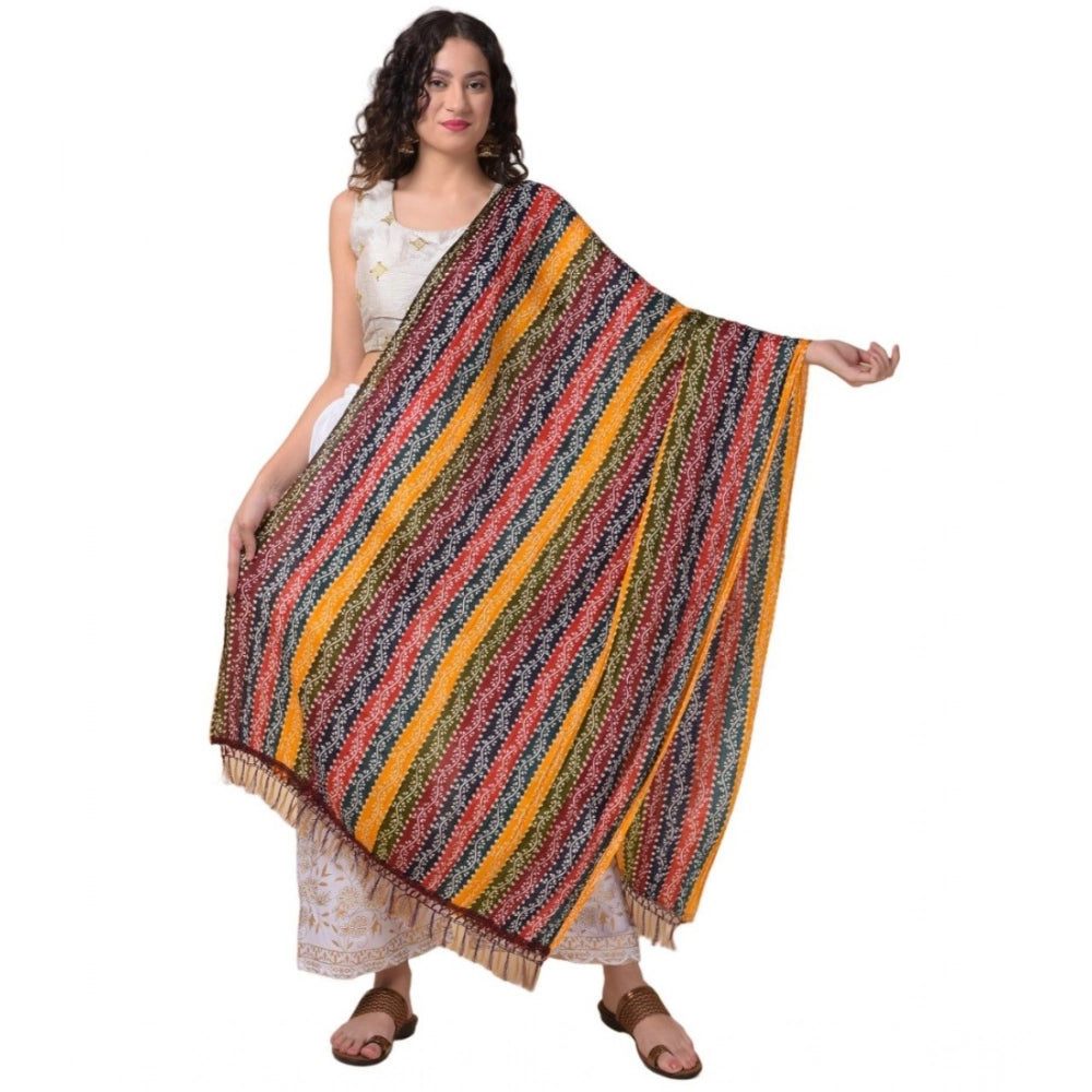 pkrkart Women's Chanderi Printed Dupatta (Multicolor, Length: 2.25 to 2.50 Mtr)