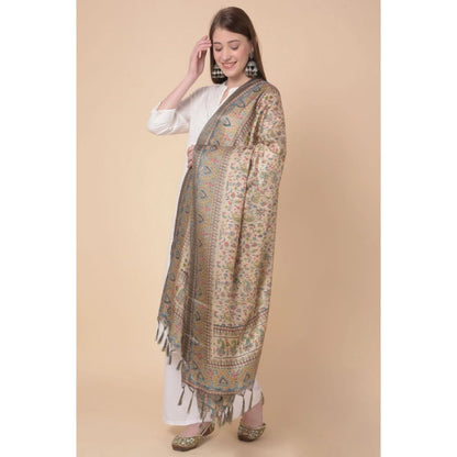 pkrkart Women's Art Silk Printed Dupatta (Light Brown, Length: 2.25 to 2.50 Mtr)