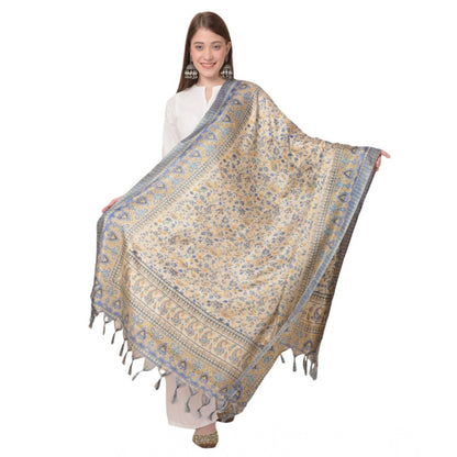 pkrkart Women's Art Silk Printed Dupatta (Grey, Length: 2.25 to 2.50 Mtr)