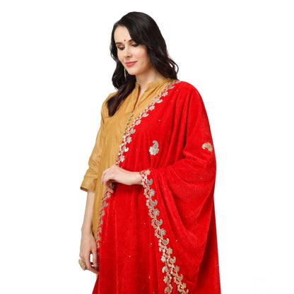 pkrkart Women's Velvet Gotta Patti Dupatta (Red, Length: 2.25 to 2.50 Mtr)