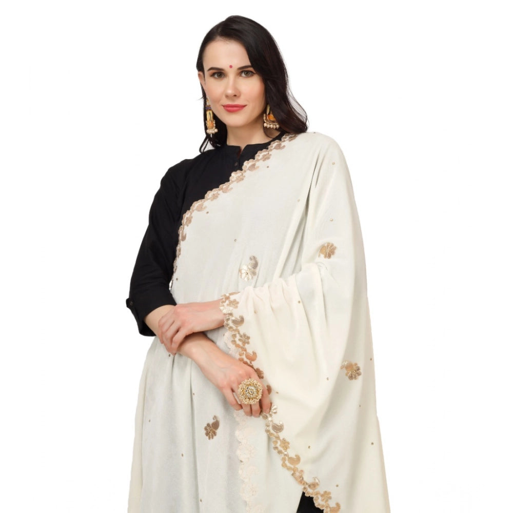 pkrkart Women's Velvet Gotta Patti Dupatta (Off White, Length: 2.25 to 2.50 Mtr)