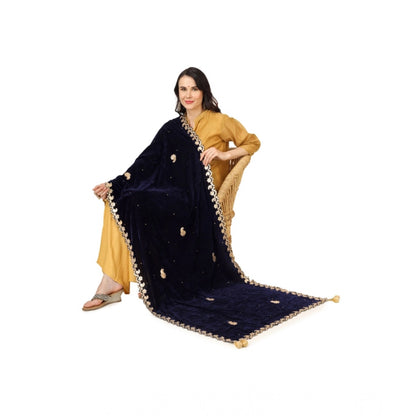 pkrkart Women's Velvet Gotta Patti Dupatta (Blue, Length: 2.25 to 2.50 Mtr)