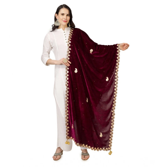 pkrkart Women's Velvet Gotta Patti Dupatta (Purple, Length: 2.25 to 2.50 Mtr)