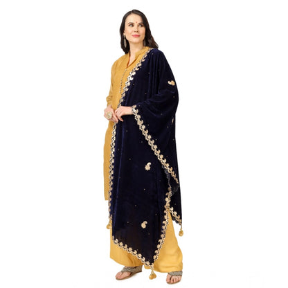pkrkart Women's Velvet Gotta Patti Dupatta (Blue, Length: 2.25 to 2.50 Mtr)