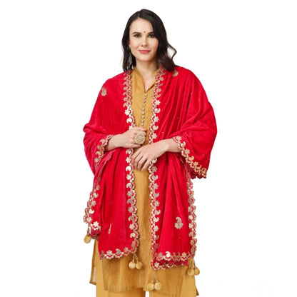 pkrkart Women's Velvet Gotta Patti Dupatta (Pink, Length: 2.25 to 2.50 Mtr)