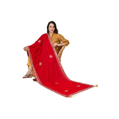 pkrkart Women's Velvet Gotta Patti Dupatta (Pink, Length: 2.25 to 2.50 Mtr)