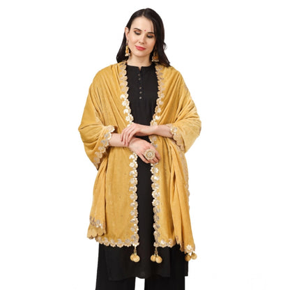 pkrkart Women's Velvet Gotta Patti Dupatta (Yellow, Length: 2.25 to 2.50 Mtr)