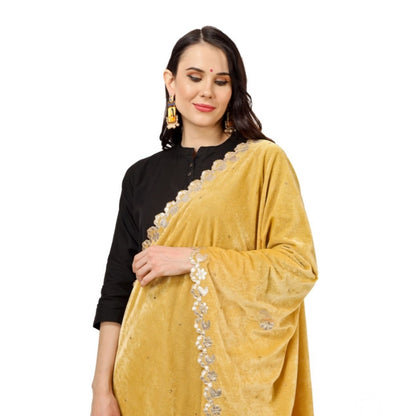 pkrkart Women's Velvet Gotta Patti Dupatta (Yellow, Length: 2.25 to 2.50 Mtr)