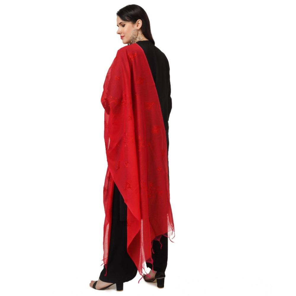 pkrkart Women's Cotton Embroidered Dupatta (Red, Length: 2.25 to 2.50 Mtr)