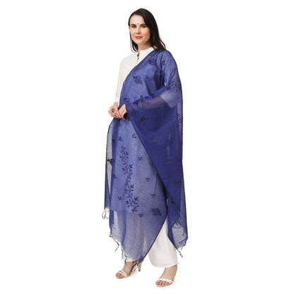 pkrkart Women's Cotton Embroidered Dupatta (Blue, Length: 2.25 to 2.50 Mtr)