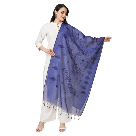 pkrkart Women's Cotton Embroidered Dupatta (Blue, Length: 2.25 to 2.50 Mtr)