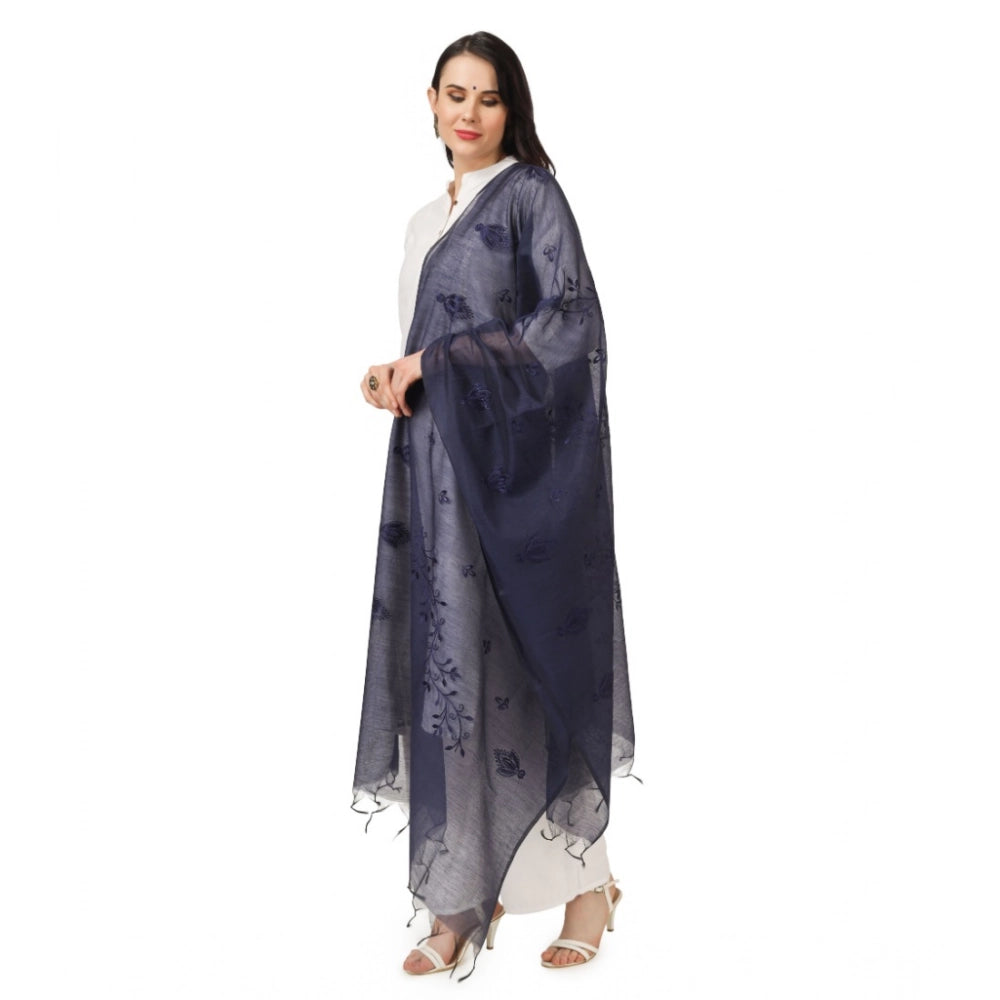 pkrkart Women's Cotton Embroidered Dupatta (Dark Blue, Length: 2.25 to 2.50 Mtr)