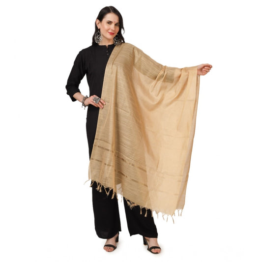 pkrkart Women's Chanderi Solid Dupatta (Gold, Length: 2.25 to 2.50 Mtr)