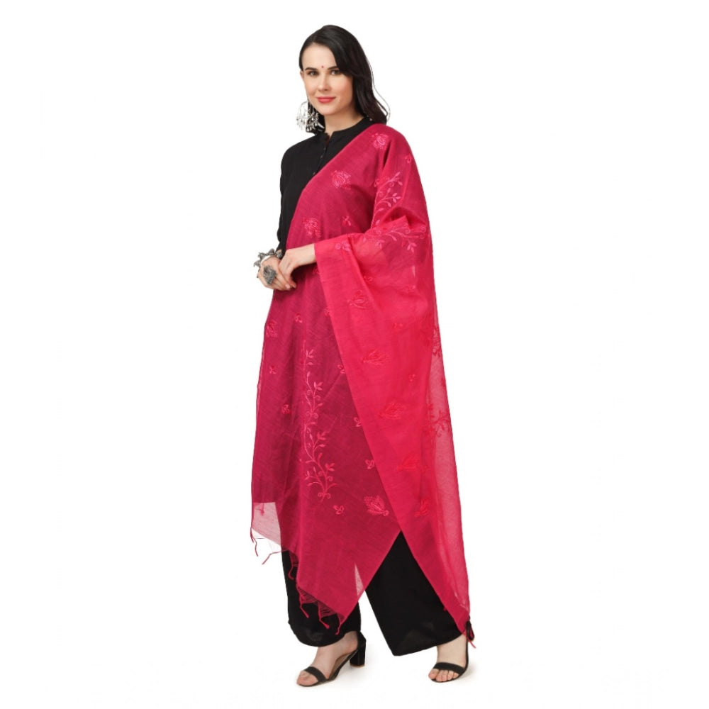 pkrkart Women's Cotton Embroidered Dupatta (Maroon, Length: 2.25 to 2.50 Mtr)