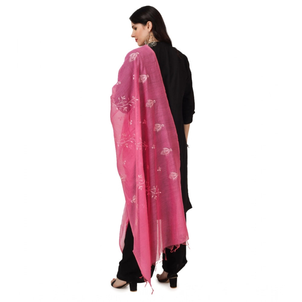 pkrkart Women's Cotton Embroidered Dupatta (Pink, Length: 2.25 to 2.50 Mtr)
