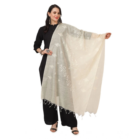 pkrkart Women's Cotton Embroidered Dupatta (Off-White, Length: 2.25 to 2.50 Mtr)