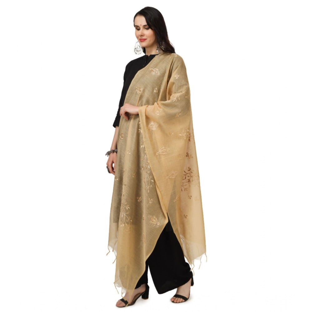pkrkart Women's Cotton Embroidered Dupatta (Gold, Length: 2.25 to 2.50 Mtr)