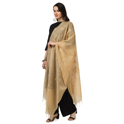 pkrkart Women's Cotton Embroidered Dupatta (Gold, Length: 2.25 to 2.50 Mtr)