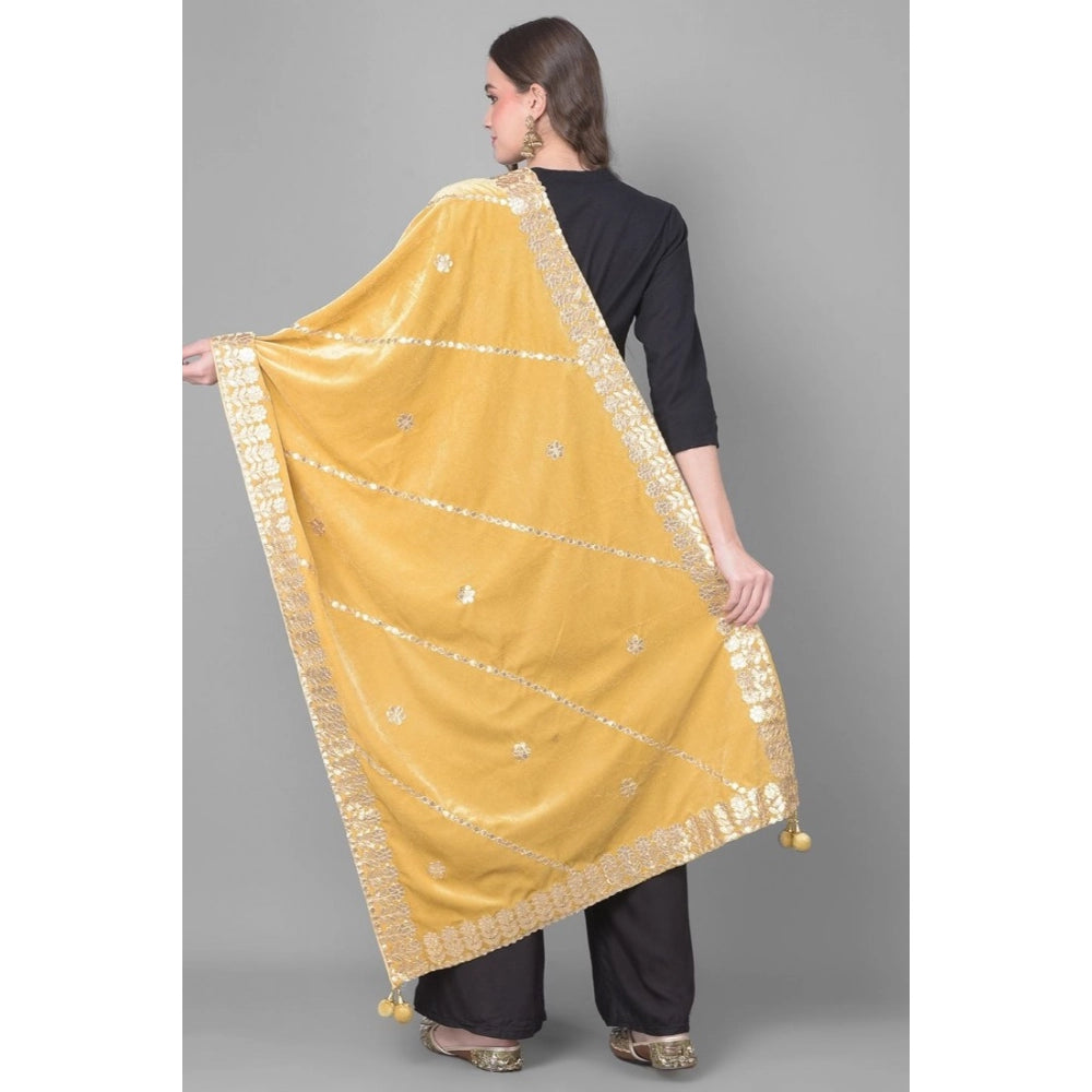 pkrkart Women's Velvet Gotta Patti Dupatta (Gold, Length: 2.25 to 2.50 Mtr)