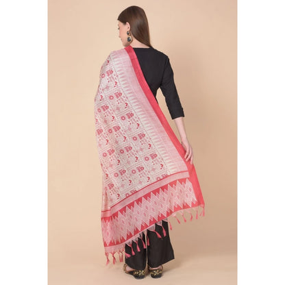 pkrkart Women's Art Silk Printed Dupatta (Red, Length: 2.25 to 2.50 Mtr)